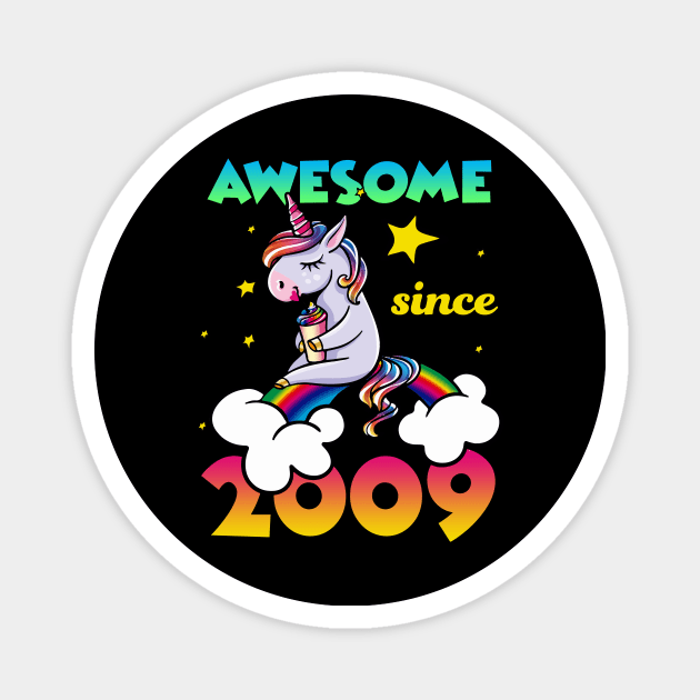 Cute Awesome Unicorn Since 2009 Rainbow Gift Magnet by saugiohoc994